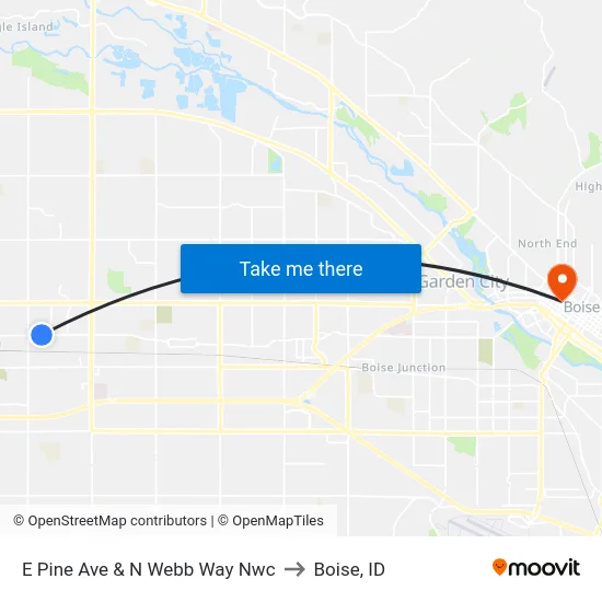 E Pine Ave & N Webb Way Nwc to Boise, ID map