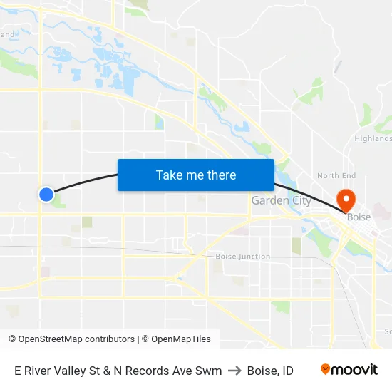 E River Valley St & N Records Ave Swm to Boise, ID map