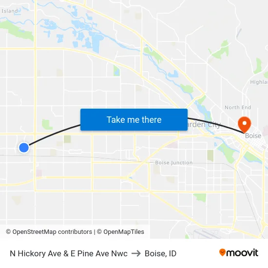 N Hickory Ave & E Pine Ave Nwc to Boise, ID map
