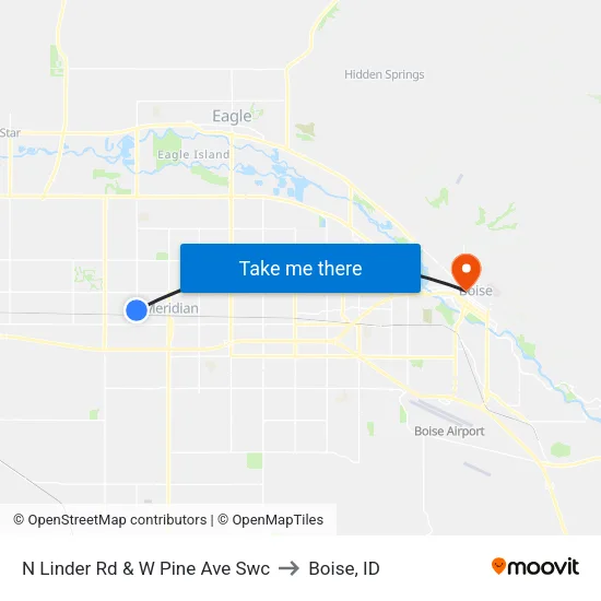 N Linder Rd & W Pine Ave Swc to Boise, ID map
