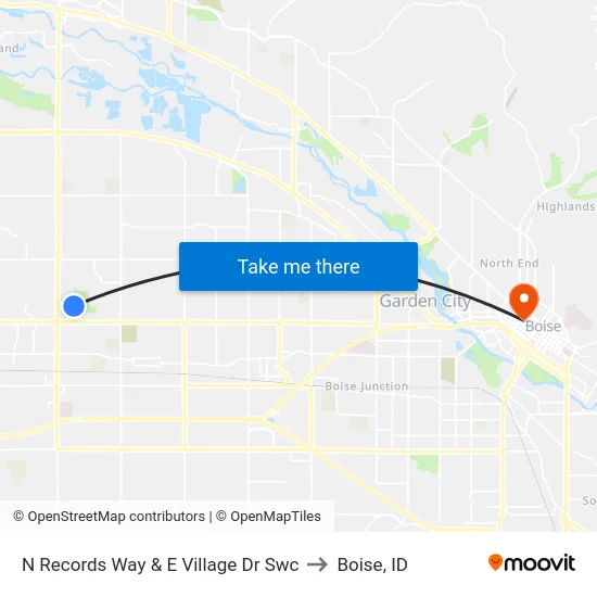 N Records Way & E Village Dr Swc to Boise, ID map