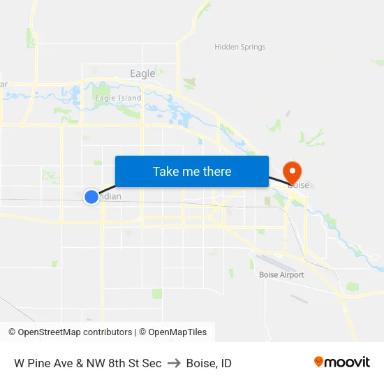 W Pine Ave & NW 8th St Sec to Boise, ID map
