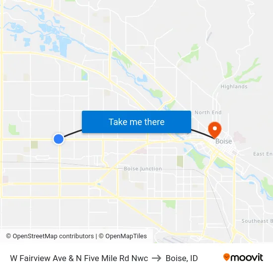 W Fairview Ave & N Five Mile Rd Nwc to Boise, ID map