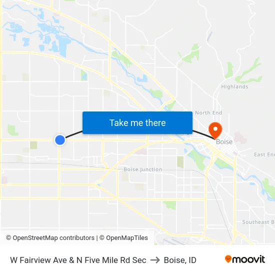 W Fairview Ave & N Five Mile Rd Sec to Boise, ID map
