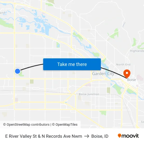 E River Valley St & N Records Ave Nwm to Boise, ID map