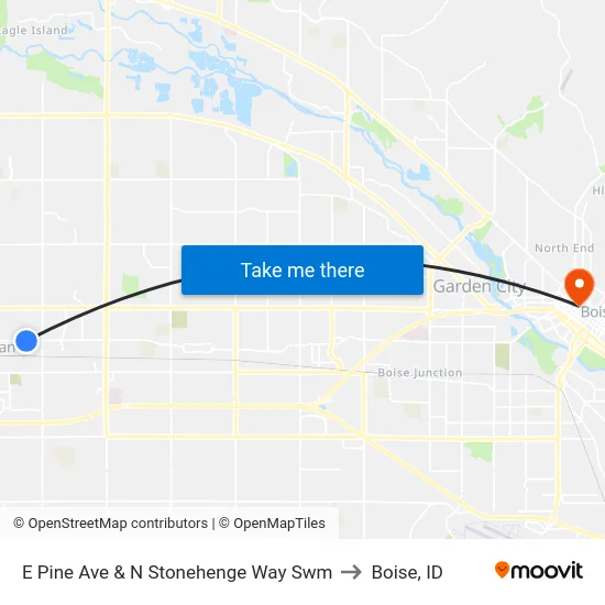 E Pine Ave & N Stonehenge Way Swm to Boise, ID map