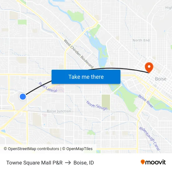 Towne Square Mall P&R to Boise, ID map