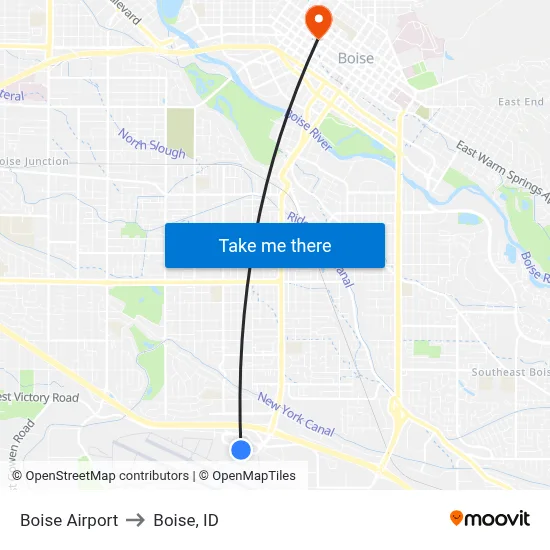 Boise Airport to Boise, ID map
