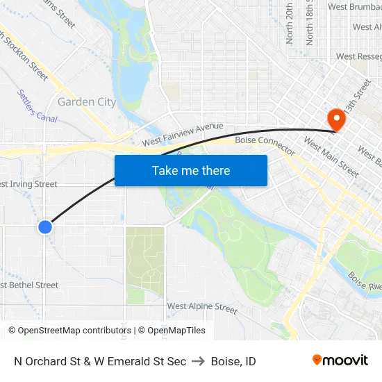N Orchard St & W Emerald St Sec to Boise, ID map