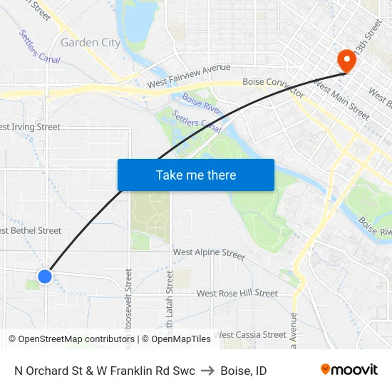 N Orchard St & W Franklin Rd Swc to Boise, ID map