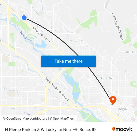 N Pierce Park Ln & W Lucky Ln Nec to Boise, ID map