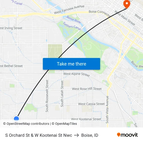S Orchard St & W Kootenai St Nwc to Boise, ID map