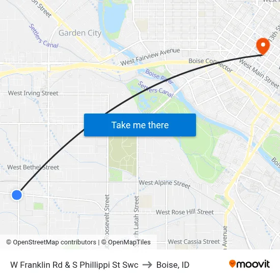 W Franklin Rd & S Phillippi St Swc to Boise, ID map
