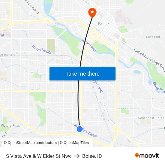S Vista Ave & W Elder St Nwc to Boise, ID map