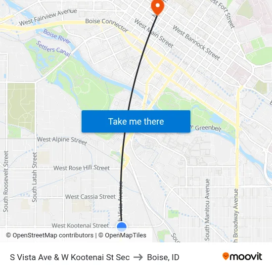 S Vista Ave & W Kootenai St Sec to Boise, ID map