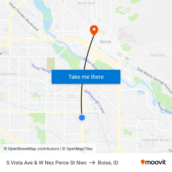 S Vista Ave & W Nez Perce St Nwc to Boise, ID map