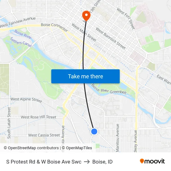 S Protest Rd & W Boise Ave Swc to Boise, ID map