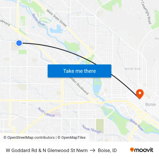 W Goddard Rd & N Glenwood St Nwm to Boise, ID map