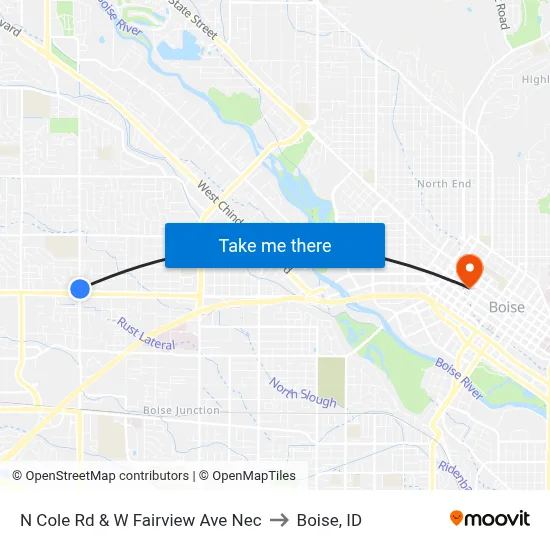 N Cole Rd & W Fairview Ave Nec to Boise, ID map