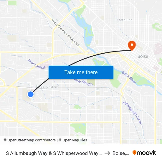 S Allumbaugh Way & S Whisperwood Way Swm to Boise, ID map