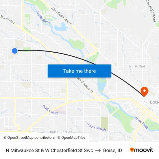 N Milwaukee St & W Chesterfield St Swc to Boise, ID map
