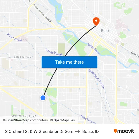 S Orchard St & W Greenbrier Dr Sem to Boise, ID map