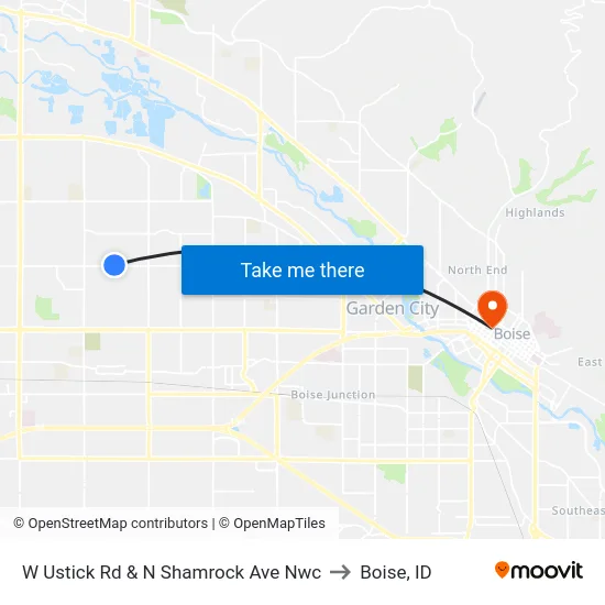 W Ustick Rd & N Shamrock Ave Nwc to Boise, ID map