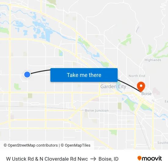 W Ustick Rd & N Cloverdale Rd Nwc to Boise, ID map