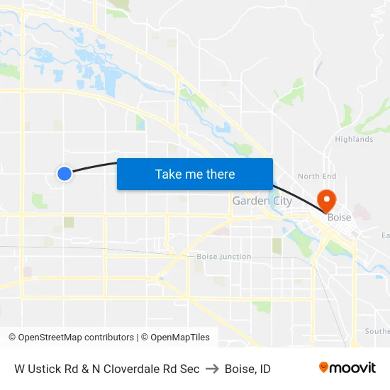W Ustick Rd & N Cloverdale Rd Sec to Boise, ID map