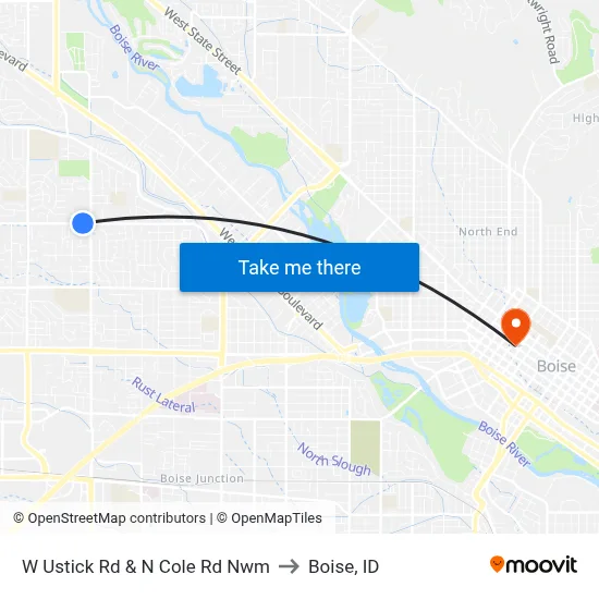 W Ustick Rd & N Cole Rd Nwm to Boise, ID map