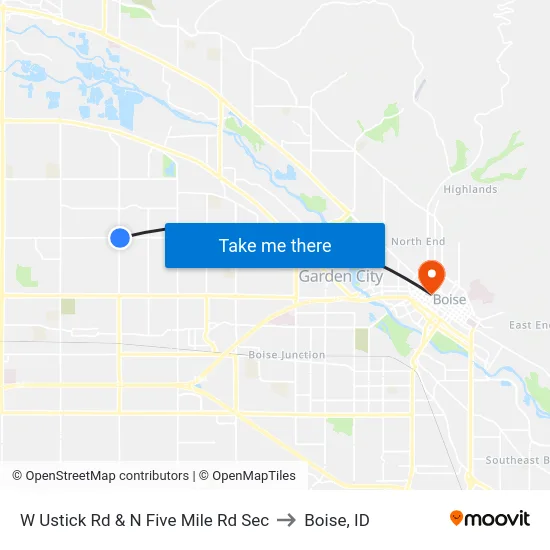 W Ustick Rd & N Five Mile Rd Sec to Boise, ID map