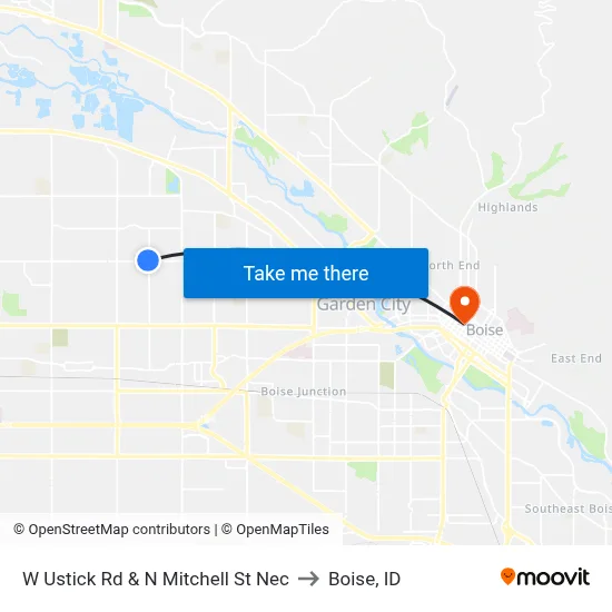 W Ustick Rd & N Mitchell St Nec to Boise, ID map