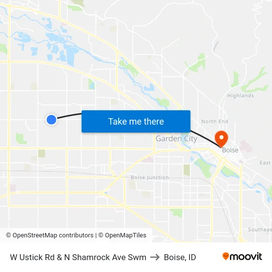 W Ustick Rd & N Shamrock Ave Swm to Boise, ID map