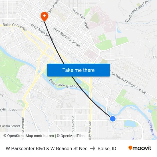W Parkcenter Blvd & W Beacon St Nec to Boise, ID map