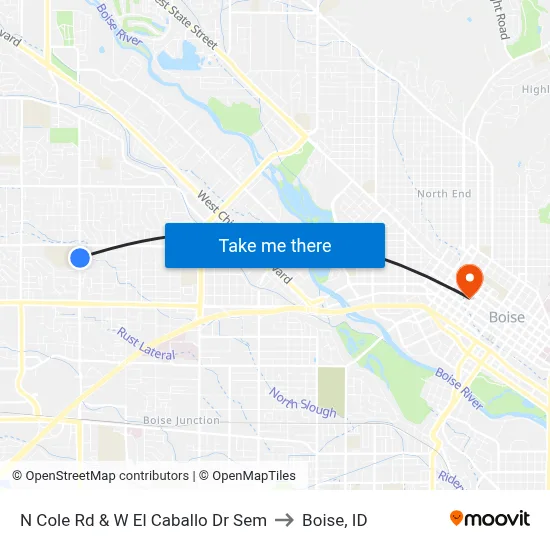 N Cole Rd & W El Caballo Dr Sem to Boise, ID map