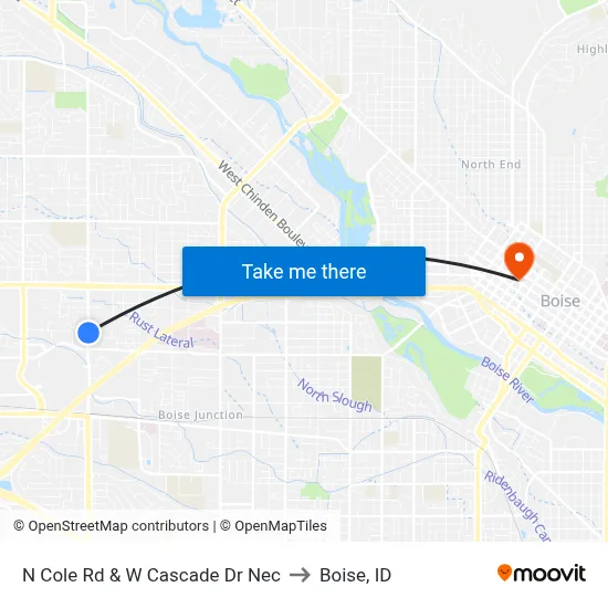 N Cole Rd & W Cascade Dr Nec to Boise, ID map