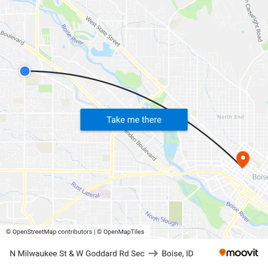 N Milwaukee St & W Goddard Rd Sec to Boise, ID map