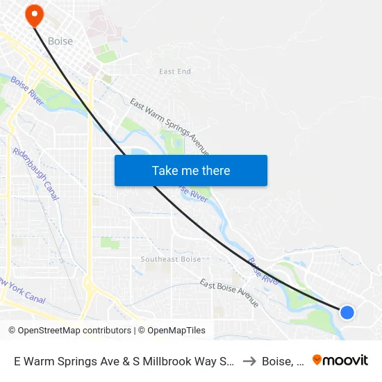 E Warm Springs Ave & S Millbrook Way Sec to Boise, ID map