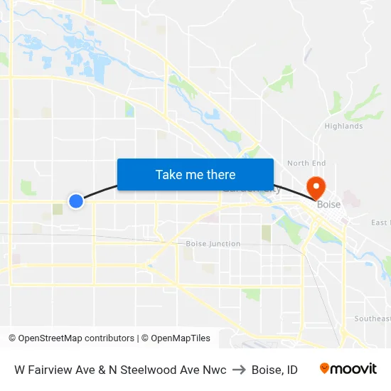 W Fairview Ave & N Steelwood Ave Nwc to Boise, ID map
