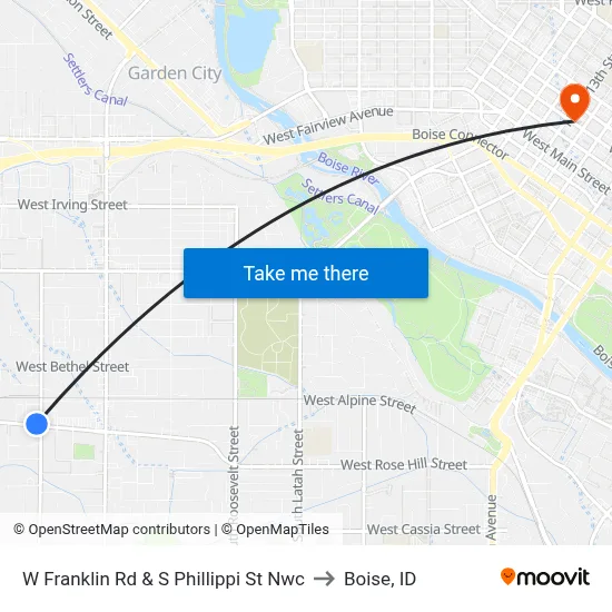 W Franklin Rd & S Phillippi St Nwc to Boise, ID map