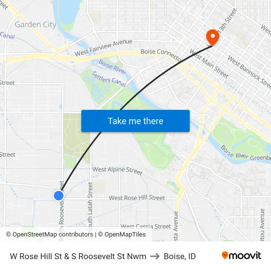 W Rose Hill St & S Roosevelt St Nwm to Boise, ID map