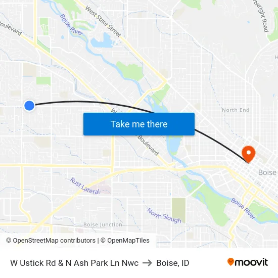 W Ustick Rd & N Ash Park Ln Nwc to Boise, ID map