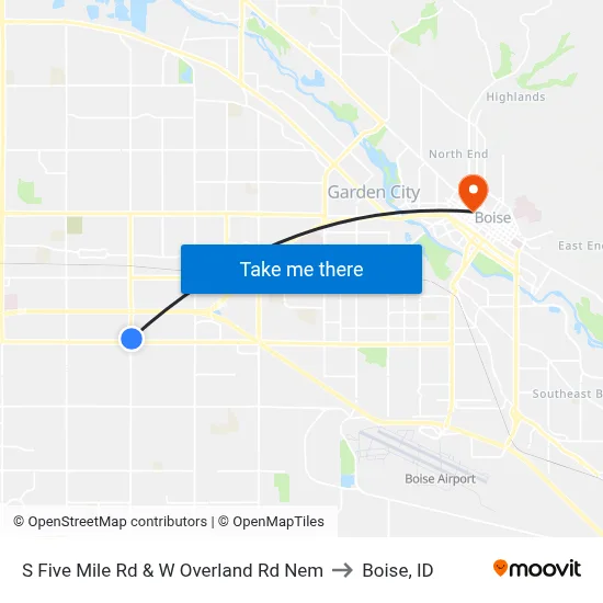 S Five Mile Rd & W Overland Rd Nem to Boise, ID map