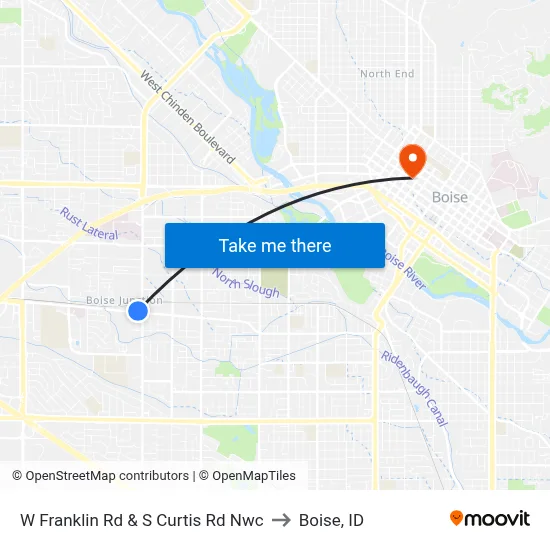 W Franklin Rd & S Curtis Rd Nwc to Boise, ID map