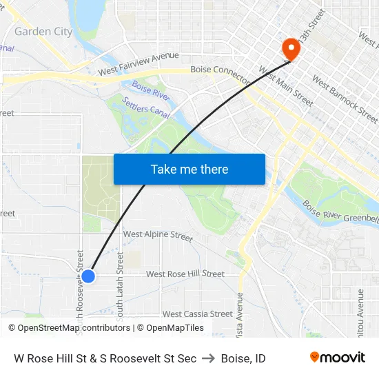 W Rose Hill St & S Roosevelt St Sec to Boise, ID map