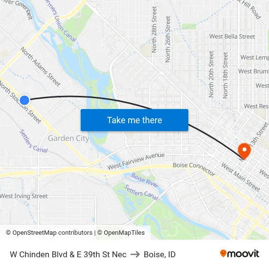 W Chinden Blvd & E 39th St Nec to Boise, ID map
