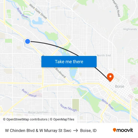 W Chinden Blvd & W Murray St Swc to Boise, ID map