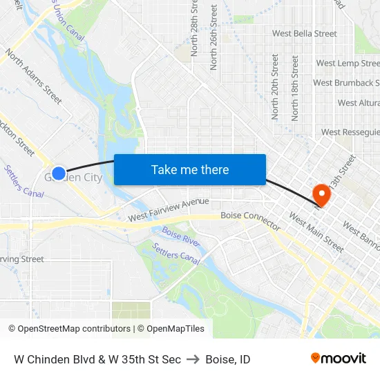 W Chinden Blvd & W 35th St Sec to Boise, ID map