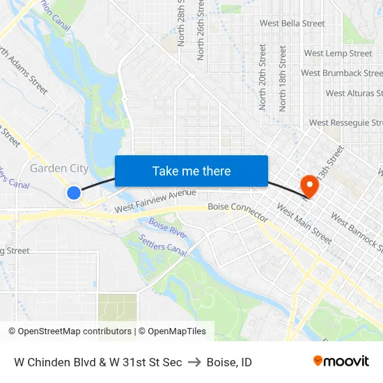 W Chinden Blvd & W 31st St Sec to Boise, ID map