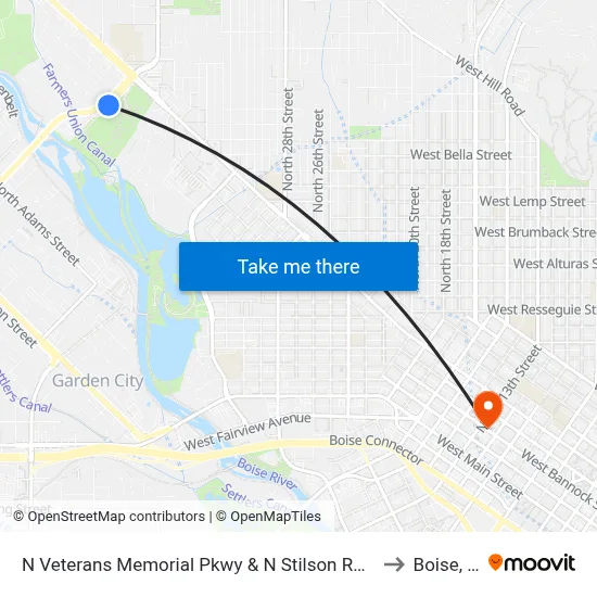 N Veterans Memorial Pkwy & N Stilson Rd Sec to Boise, ID map